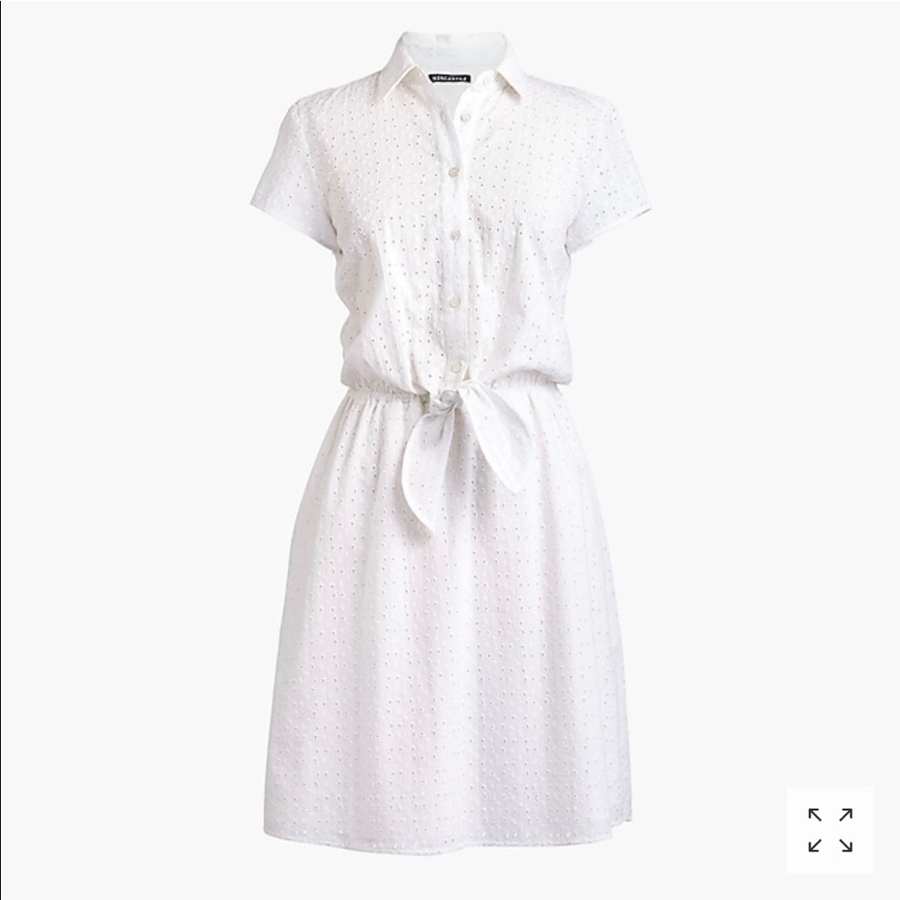Eyelet collared tie-front dress